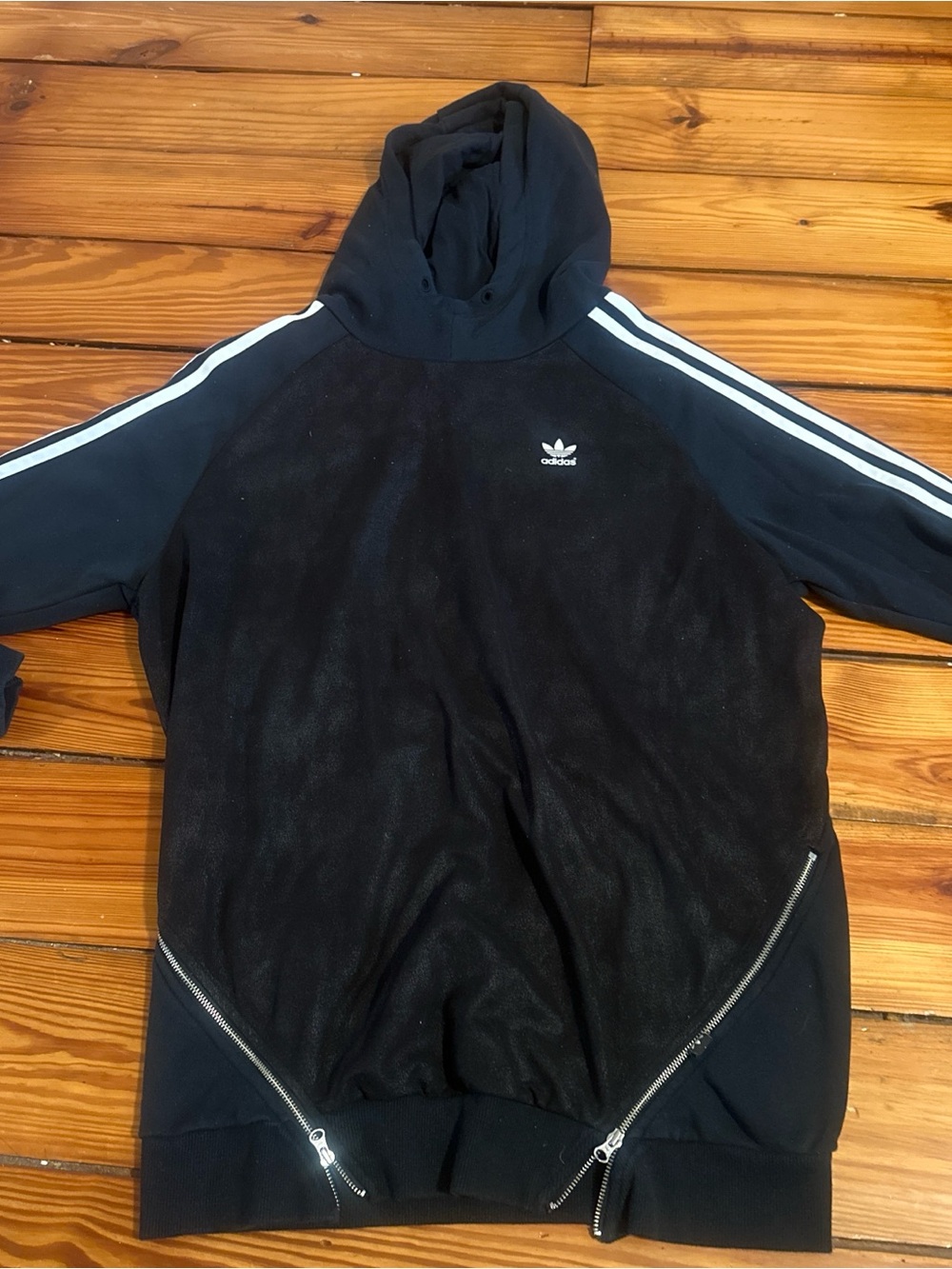 adidas Black Hoodie with Blue Logo Tag